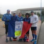 Séville avant depart devant le stade olympique